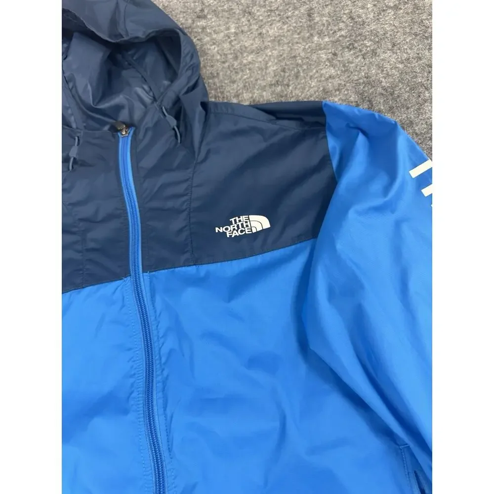The North Face Jacket Mens Medium Windwall Windbreaker Blue Logo Hooded N157